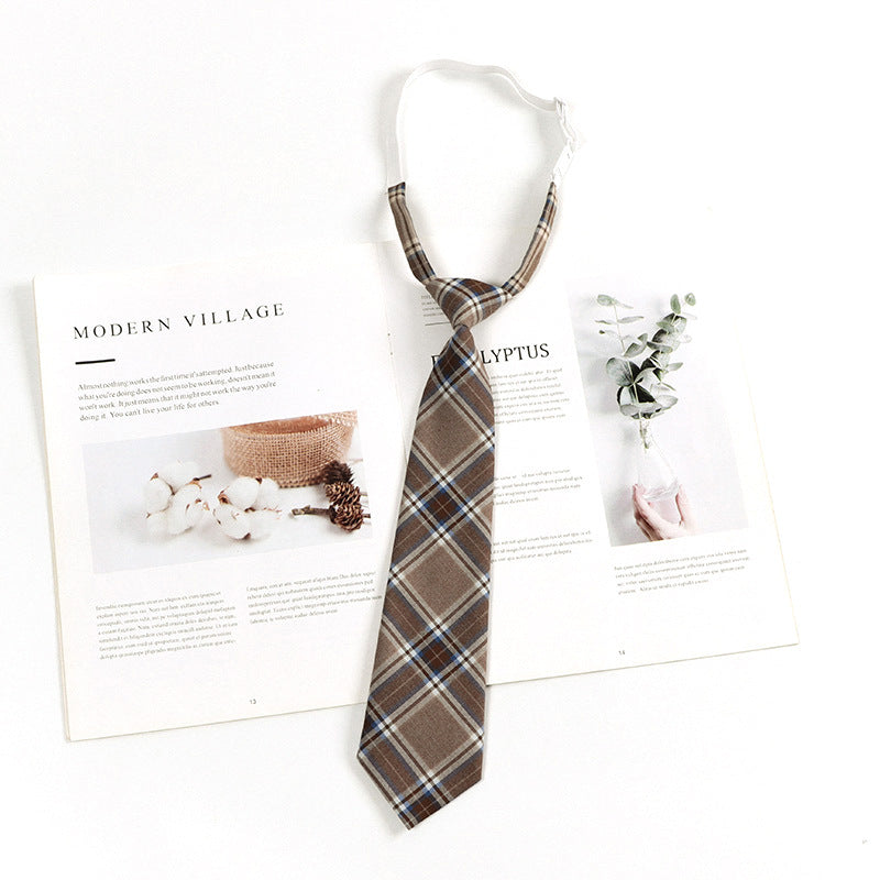 Brown Retro Tie Female Lazy Wine-Free Red Shirt Accessories All-Match Black Stripe