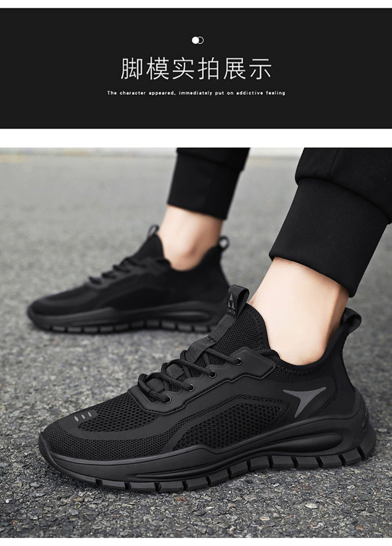 Men's Shoes 2025 New Sports Shoes Korean Style Trbottomy Easiest for Match Breathable Running Casual Shoes Plaid Thick-Soled Dad Shoes