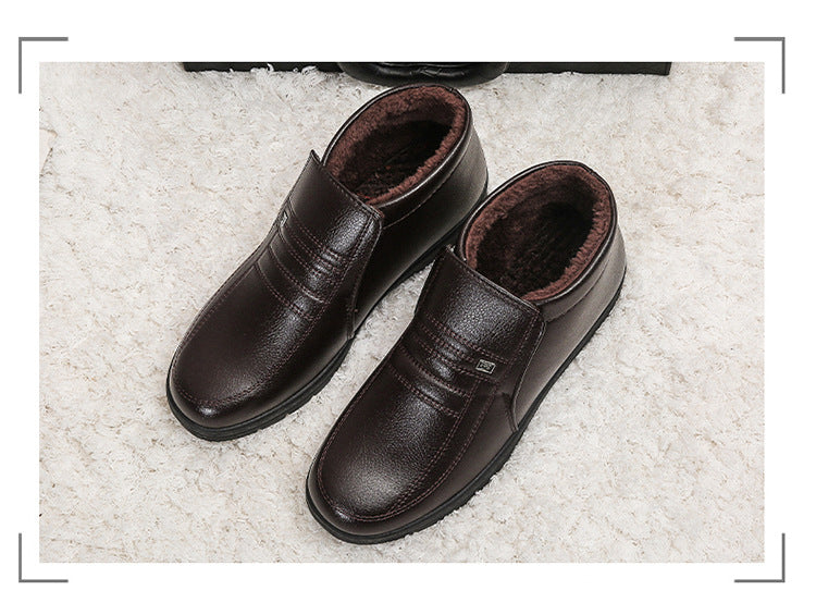 Winter Men's Dad's Cotton Shoes for Middle-Aged and Elderly People, Velvet Warm Casual Cotton Shoes, Non-Slip Footwear, Thickeneded Velvet Cotton Shoes for Men