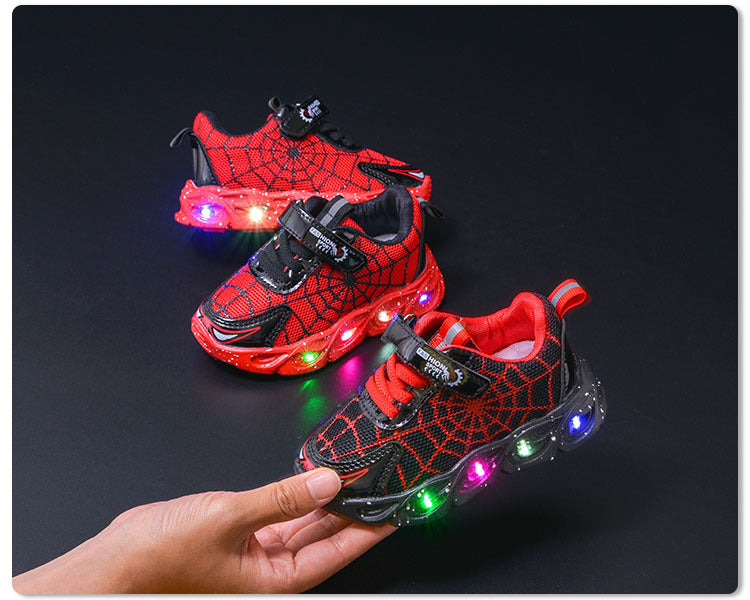 children's sneaker with lights  spring and autumn new boys mesh shoes small and medium-sized