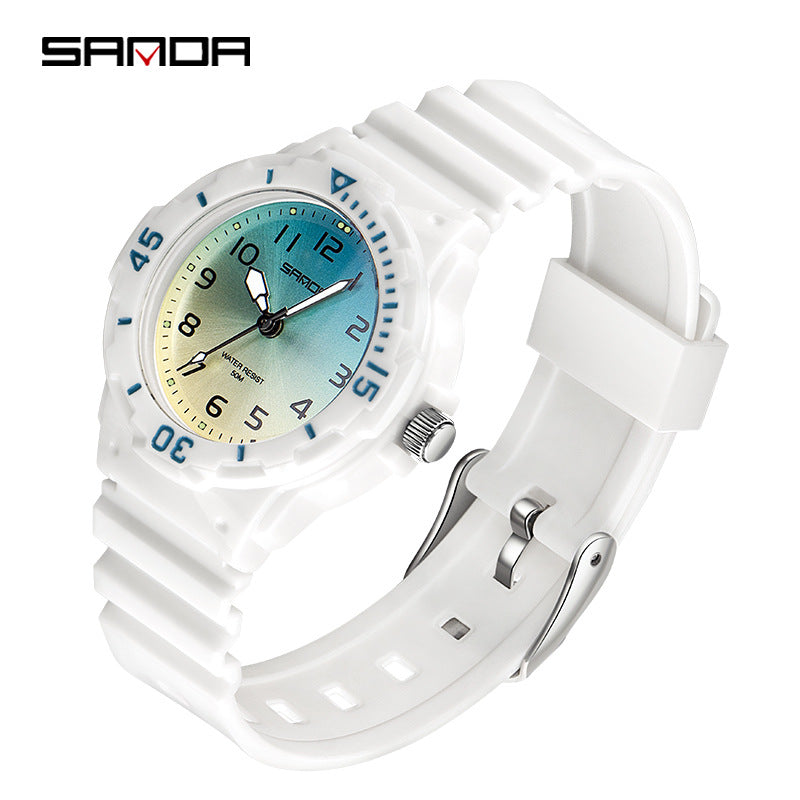 Sanda Watch Fashion All-match Small Fresh Men's and Women's Couple Watch Middle School Students' Simple Waterproof Luminous Quartz Watch