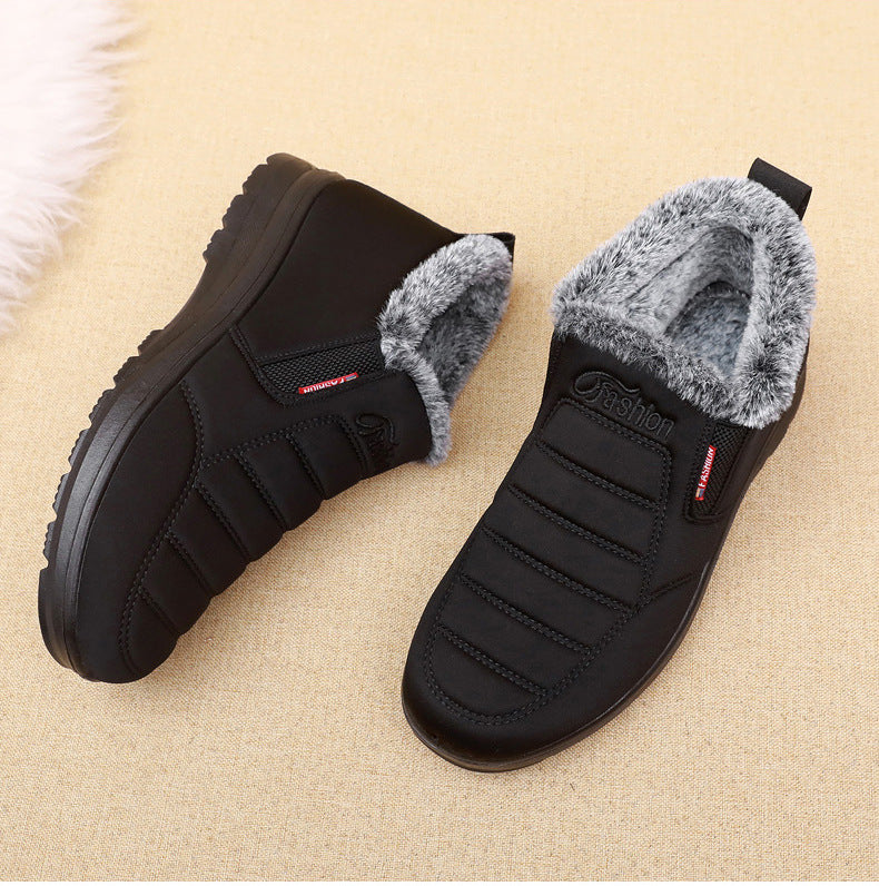 Old Beijing cloth shoes men's cotton shoes winter fleece-lined warm middle-aged and elderly dad shoes waterproof non-slip old men's cotton boots