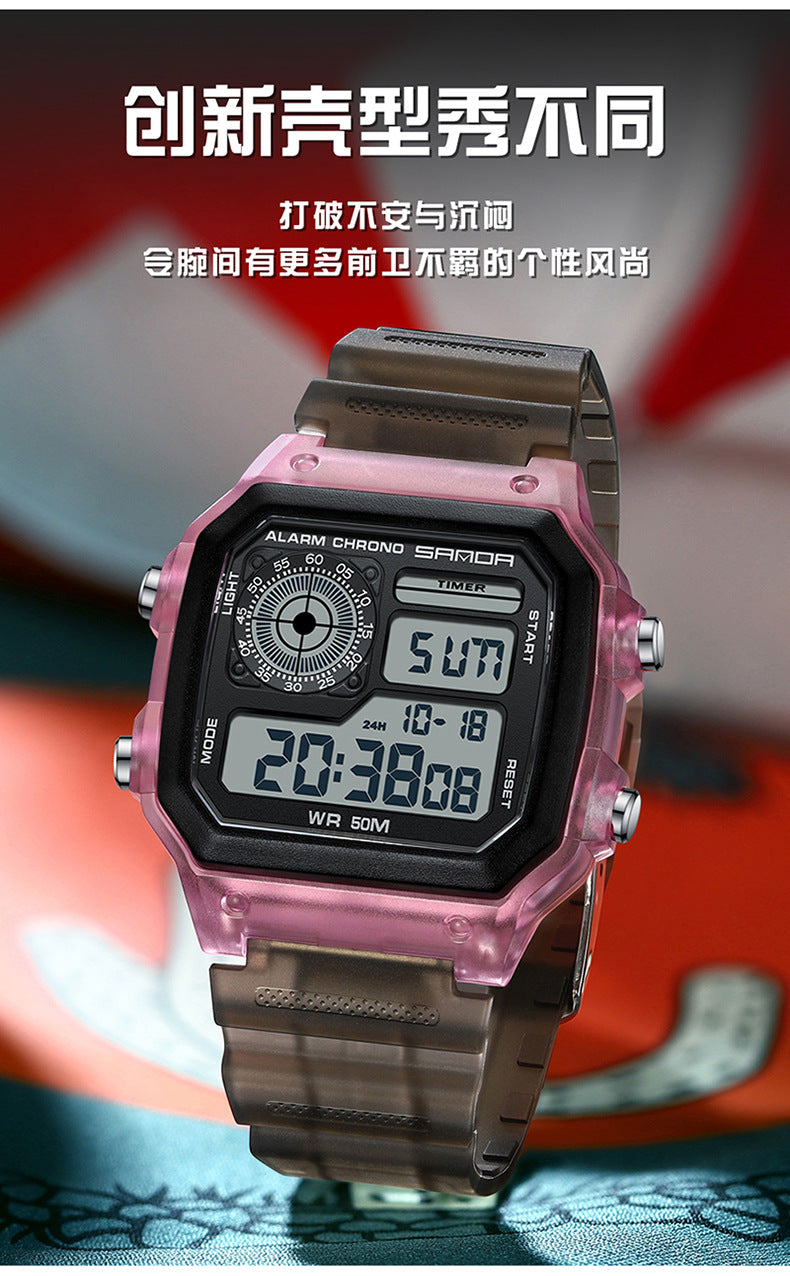 🔥🔥🔥🔥 Luminous Waterproof Alarm Watch Simple Transparent Sports Watch