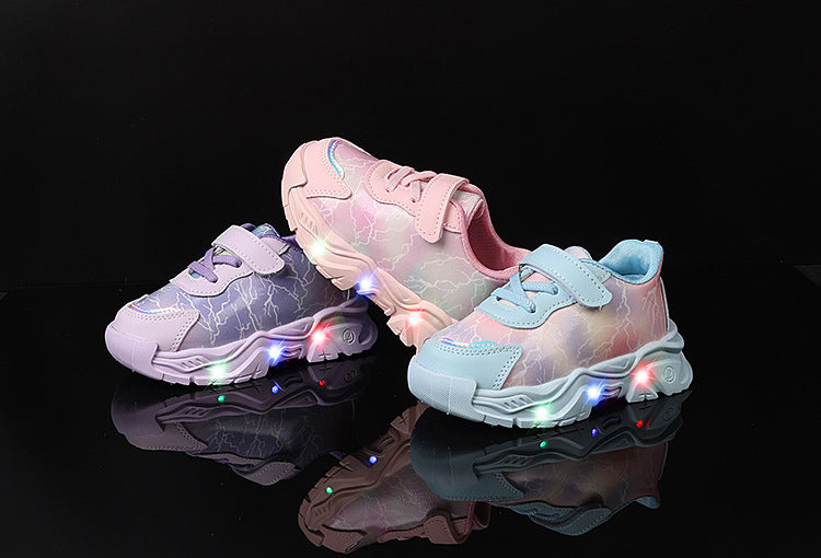Spring and Autumn New Girls' Sports Shoes Light-Up Cartoon Shoes