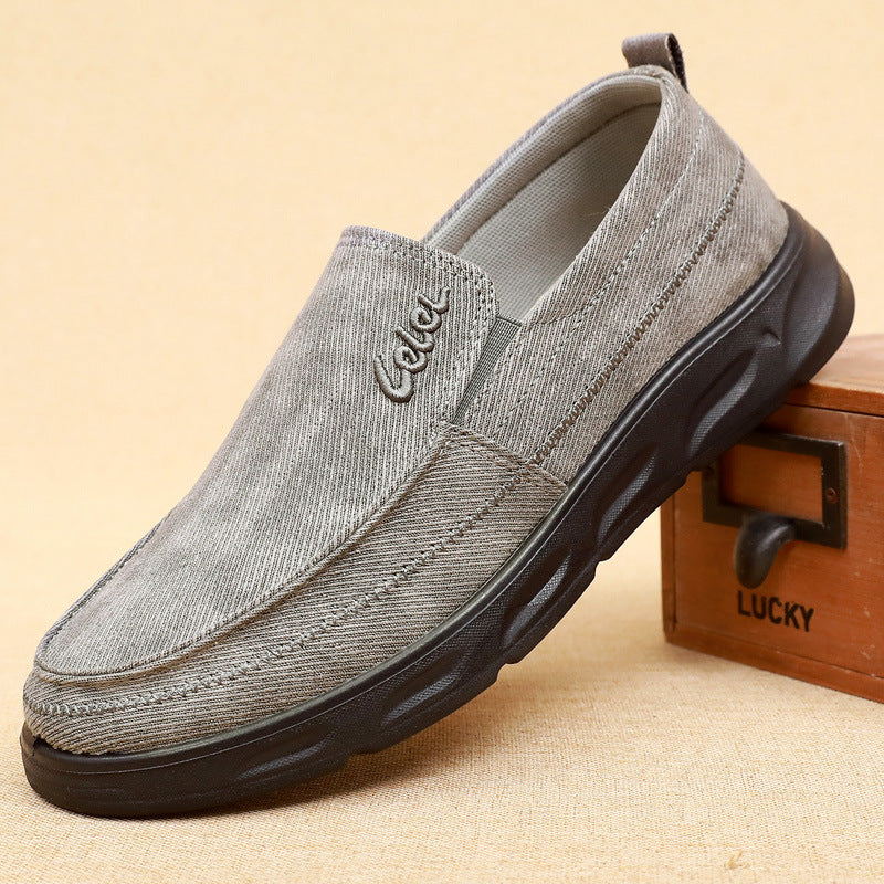 Old Beijing Cloth Shoes for Men, Soft-Soled, Comfortable Dad Shoes, Middle-Aged and Elderly Non-Slip Breathable Casual Walking Shoes for Men