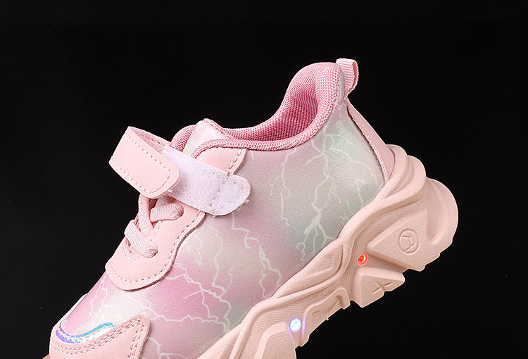 Spring and Autumn New Girls' Sports Shoes Light-Up Cartoon Shoes