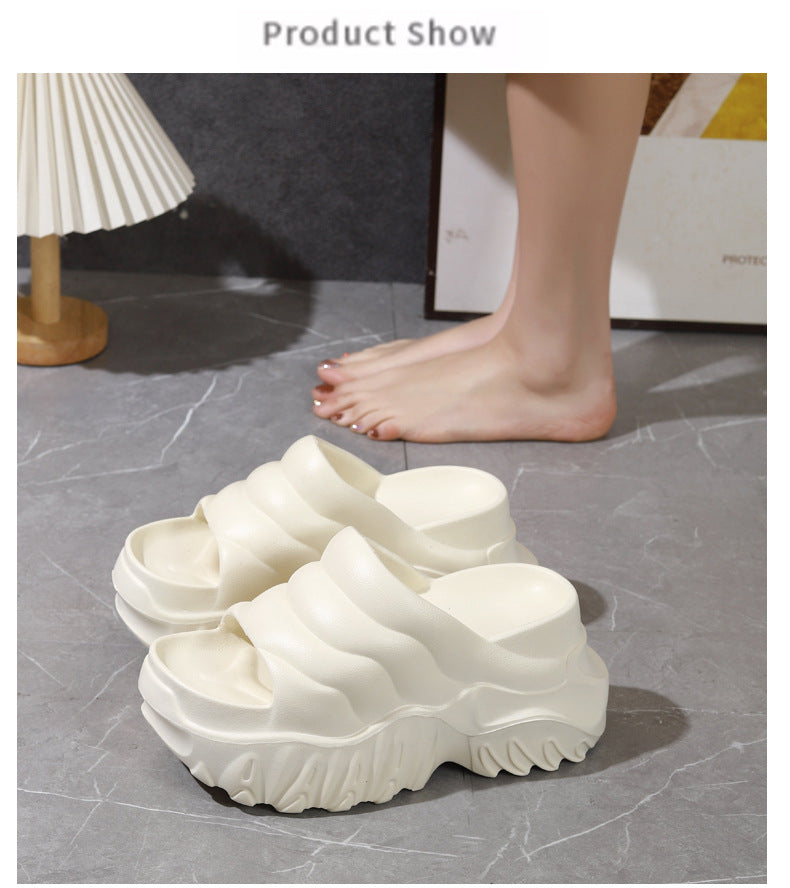 New Summer Thick Bottom High Heel Wedge Slippers for Outer Wear Slippers with High Height Skinny Lazy Slim Slippers