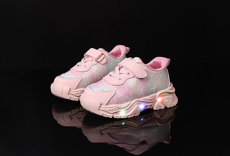Spring and Autumn New Girls' Sports Shoes Light-Up Cartoon Shoes