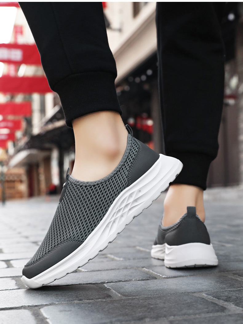 Men's New Summer Shoes, Mesh Breathable, Non-Stinky Casual Shoes, Slip-On Slip-On Shoes, Lightweight and Wear-Resistant Dad Shoes