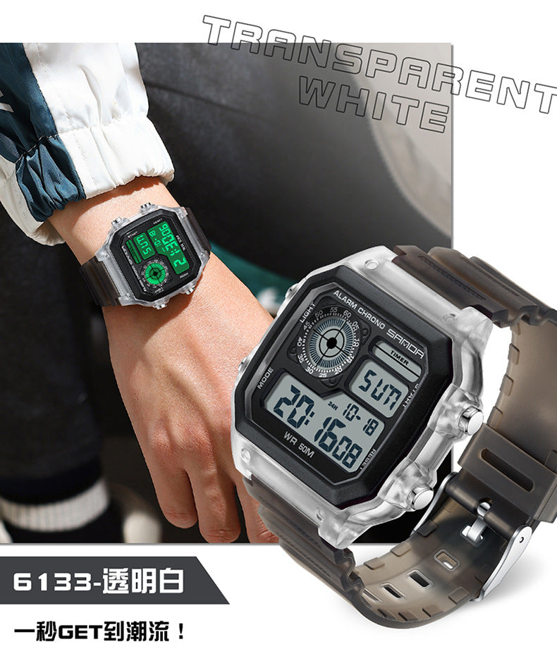 🔥🔥🔥🔥 Luminous Waterproof Alarm Watch Simple Transparent Sports Watch