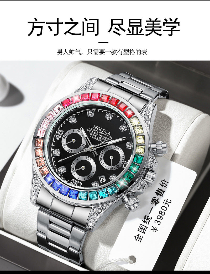 New Product Rainbow Di Same Style Watch Men's Three-Eye Six-Pin Multi-Functional Business Quartz Watch