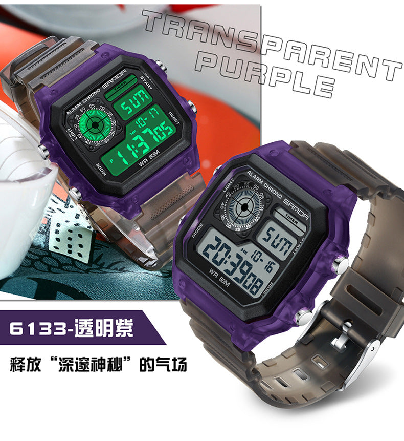 🔥🔥🔥🔥 Luminous Waterproof Alarm Watch Simple Transparent Sports Watch