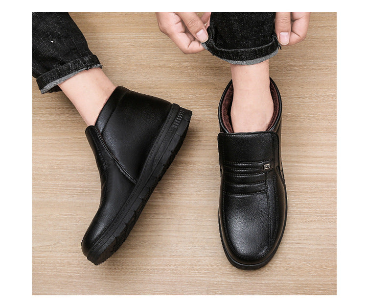 Winter Men's Dad's Cotton Shoes for Middle-Aged and Elderly People, Velvet Warm Casual Cotton Shoes, Non-Slip Footwear, Thickeneded Velvet Cotton Shoes for Men