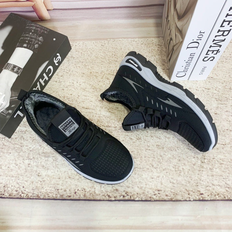 Winter New fleece-lined Men's Cotton Shoes Old Beijing Cloth Shoes Comfortable Middle-aged and Elderly Casual Dad Shoes Men's Thickened Snow Boots