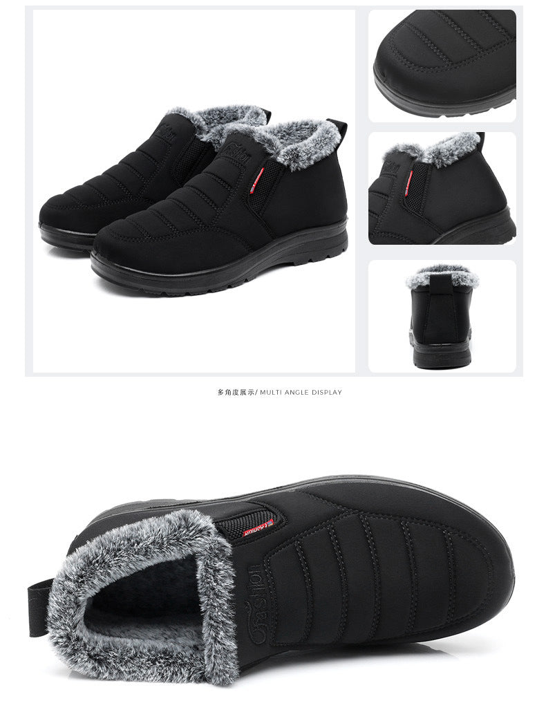 Old Beijing cloth shoes men's cotton shoes winter fleece-lined warm middle-aged and elderly dad shoes waterproof non-slip old men's cotton boots