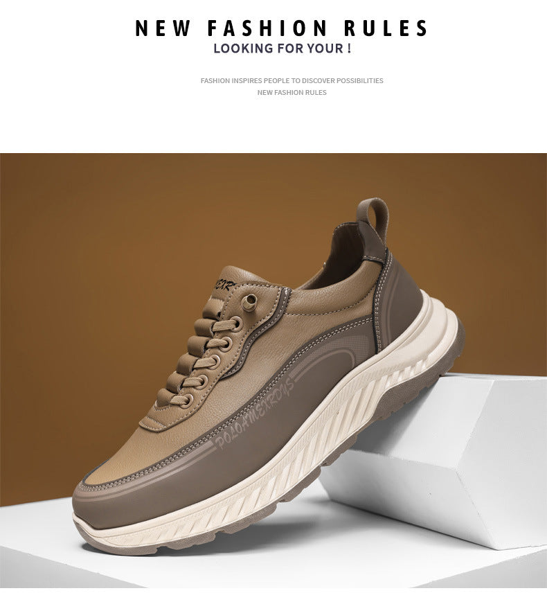 Paul Men's Shoes 2025 New Autumn and Winter Leather Work Men's Casual Shoes Lightweight Running Sports Torre Trendy Shoes