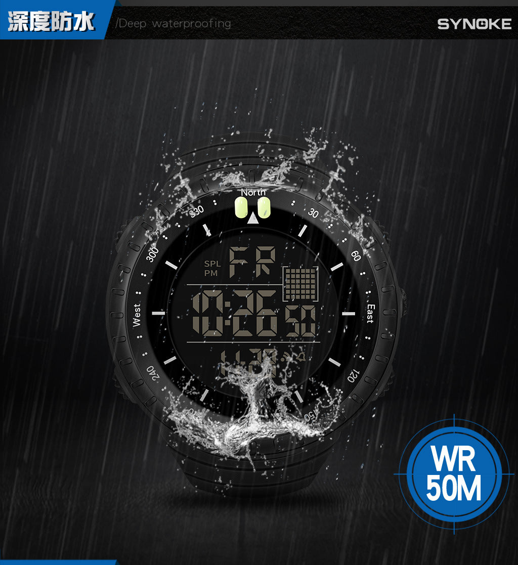 Synoke Sports Electronic Watch Outdoor Mountaineering Multi-Functional Luminous Waterproof Large Dial Fashionable Commuter Watch