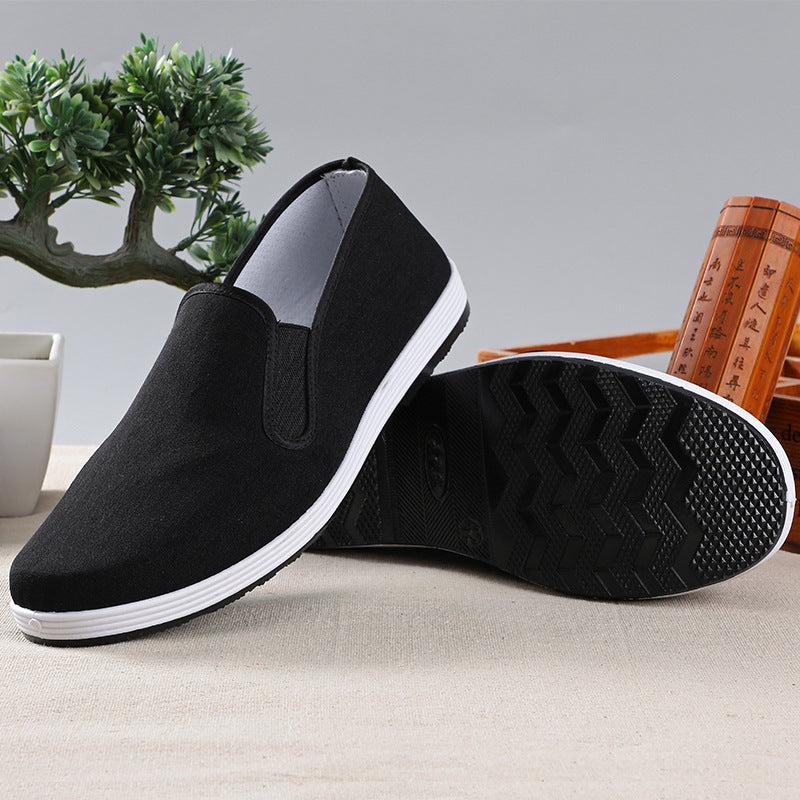 Old Beijing Cloth Shoes Men's Soft Sole Breathable Driving Work Shoes Black Rubber Sole Imitation Thousand Layer Sole Flats Cloth Shoes for Men