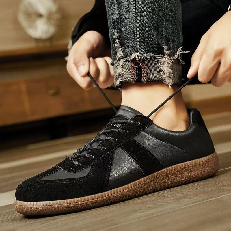 Men's Shoes 2025 Spring New Moral Training Shoes Men's Cloth Breathable Thick-Soled Sneakers Color Matching Lace-Up Casual Shoes