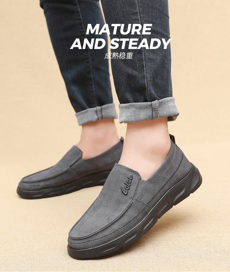 Old Beijing Cloth Shoes for Men, Soft-Soled, Comfortable Dad Shoes, Middle-Aged and Elderly Non-Slip Breathable Casual Walking Shoes for Men