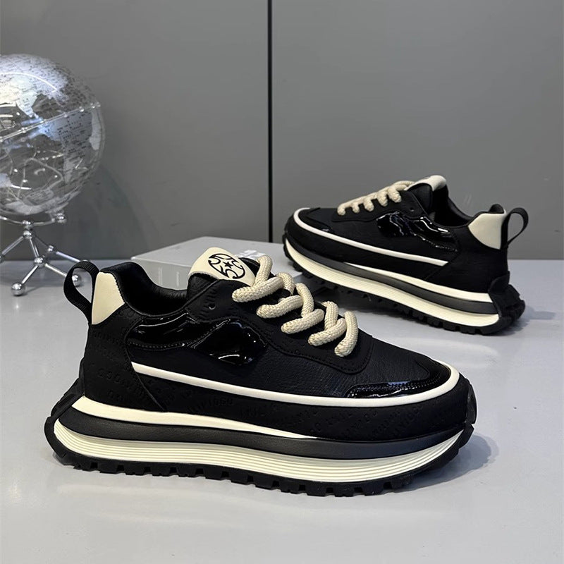 All-match Explosive Men's Shoes Dry Breathable Lightweight Casual Shoes Autumn Thick-soled High Elastic Wear-resistant Sports Soft-soled Running Shoes