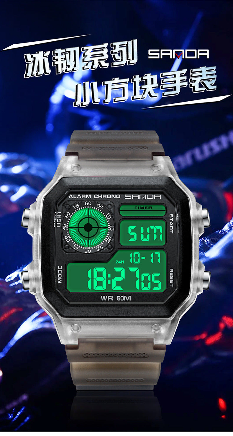 🔥🔥🔥🔥 Luminous Waterproof Alarm Watch Simple Transparent Sports Watch