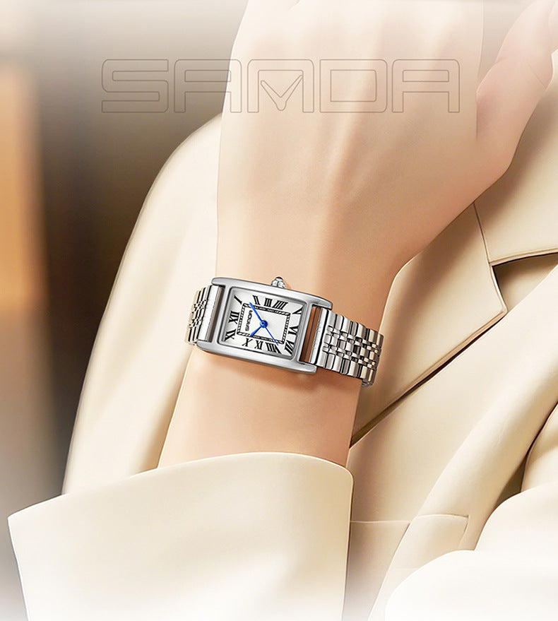 Sanda Live Hot Couple Watch Vintage Square Quartz Watch Waterproof Roman Scale Men's and Women's Watches