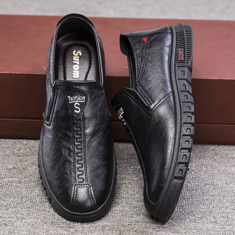 Men's Shoes 2026 New Business Casual Shoes British Style Slip-On Men's Casual Korean Style Breathable Leather Shoes with a High-End Feel