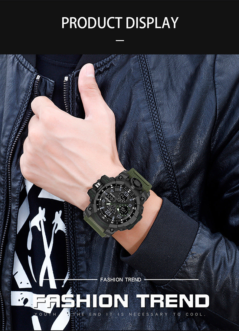 Sanda Hot-Selling Watch Korean Version Student Party Multi-Functional Waterproof Alarm Clock Electronic Watch Cool Dual Display Luminous Sports Watch