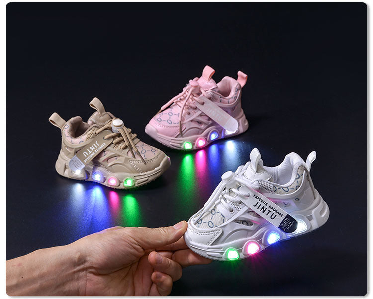Spring and Autumn New Style Luminous Men's Sports Shoes with Lights, Cloth Women's Casual Shoes, Children's Led Lighted Toddler Shoes in Stock