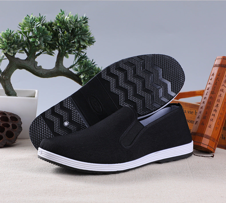 Old Beijing Cloth Shoes Men's Soft Sole Breathable Driving Work Shoes Black Rubber Sole Imitation Thousand Layer Sole Flats Cloth Shoes for Men