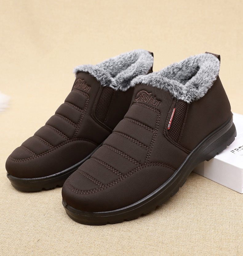 Old Beijing cloth shoes men's cotton shoes winter fleece-lined warm middle-aged and elderly dad shoes waterproof non-slip old men's cotton boots