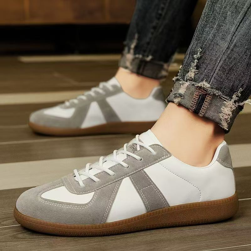 Men's Shoes 2025 Spring New Moral Training Shoes Men's Cloth Breathable Thick-Soled Sneakers Color Matching Lace-Up Casual Shoes