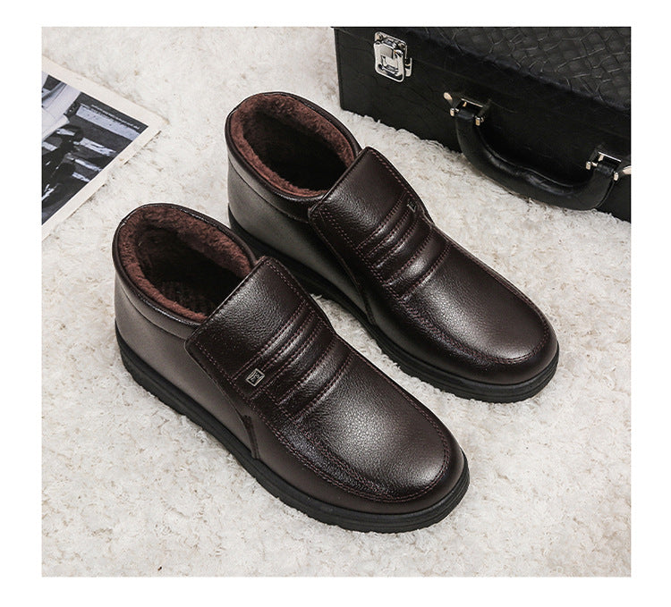 Winter Men's Dad's Cotton Shoes for Middle-Aged and Elderly People, Velvet Warm Casual Cotton Shoes, Non-Slip Footwear, Thickeneded Velvet Cotton Shoes for Men