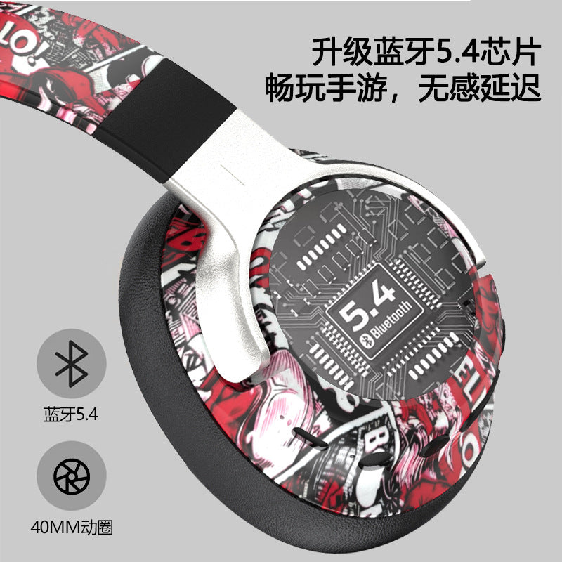 2026 Popular Bluetooth Headphones Over-Ear Headphones with Painted Graffiti Led Lighting 3D Seamless Earcups🔥🔥🔥🔥🔥