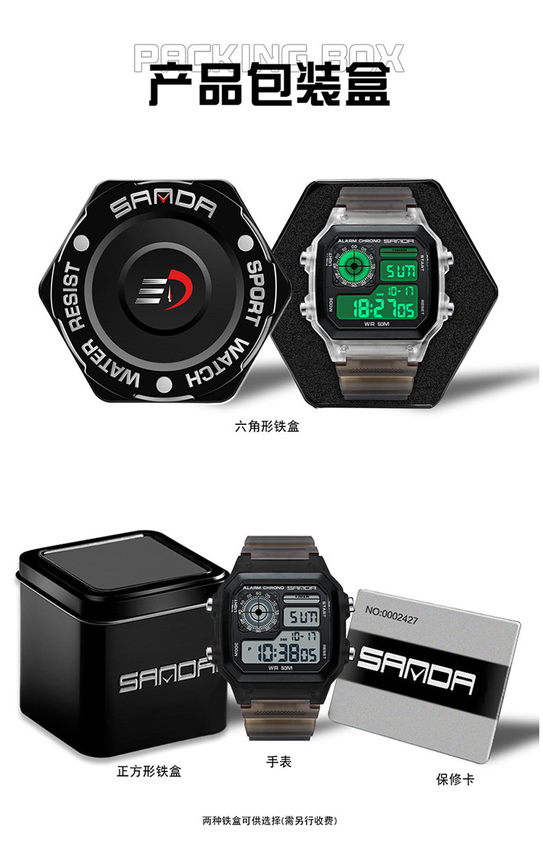 🔥🔥🔥🔥 Luminous Waterproof Alarm Watch Simple Transparent Sports Watch