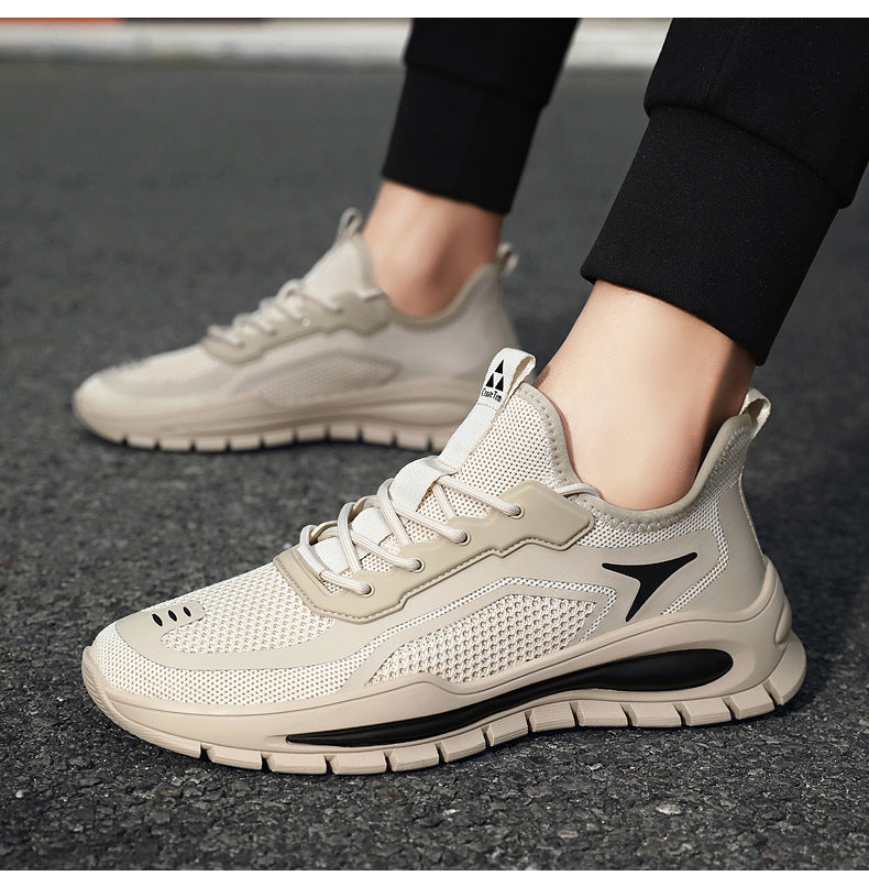 Men's Shoes 2025 New Sports Shoes Korean Style Trbottomy Easiest for Match Breathable Running Casual Shoes Plaid Thick-Soled Dad Shoes