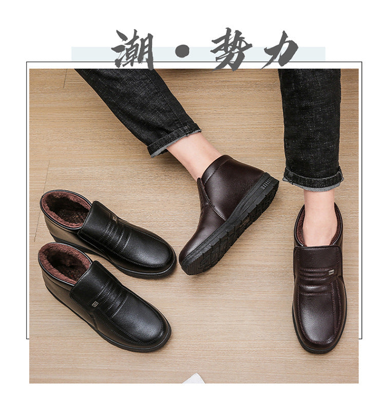 Winter Men's Dad's Cotton Shoes for Middle-Aged and Elderly People, Velvet Warm Casual Cotton Shoes, Non-Slip Footwear, Thickeneded Velvet Cotton Shoes for Men