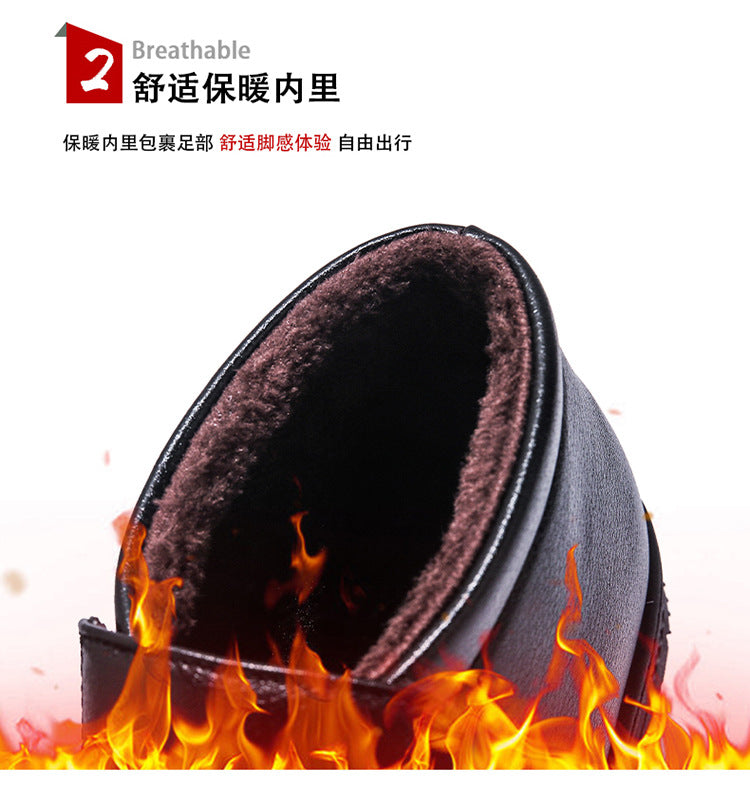 Winter Men's Dad's Cotton Shoes for Middle-Aged and Elderly People, Velvet Warm Casual Cotton Shoes, Non-Slip Footwear, Thickeneded Velvet Cotton Shoes for Men