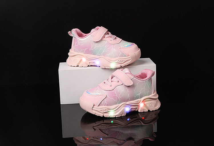 Spring and Autumn New Girls' Sports Shoes Light-Up Cartoon Shoes