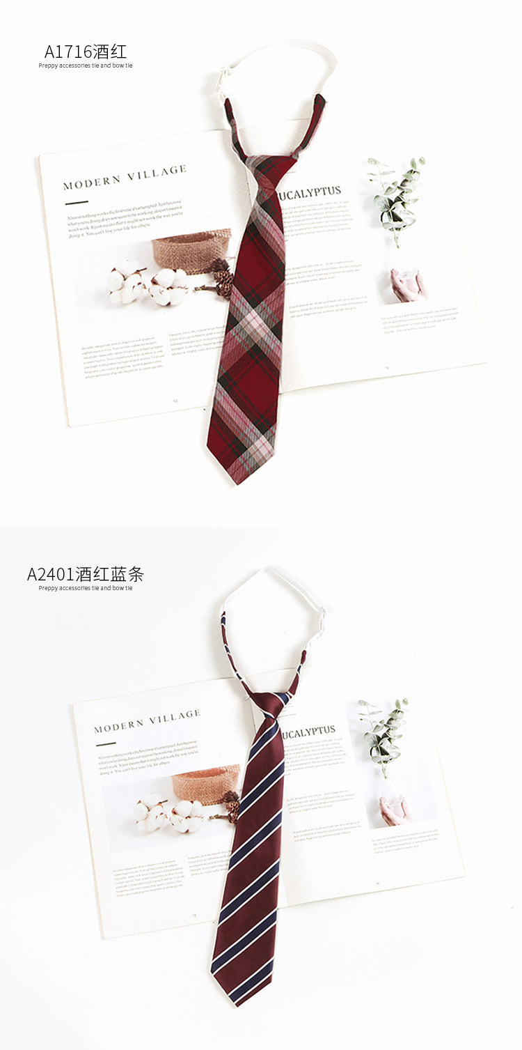 Brown Retro Tie Female Lazy Wine-Free Red Shirt Accessories All-Match Black Stripe