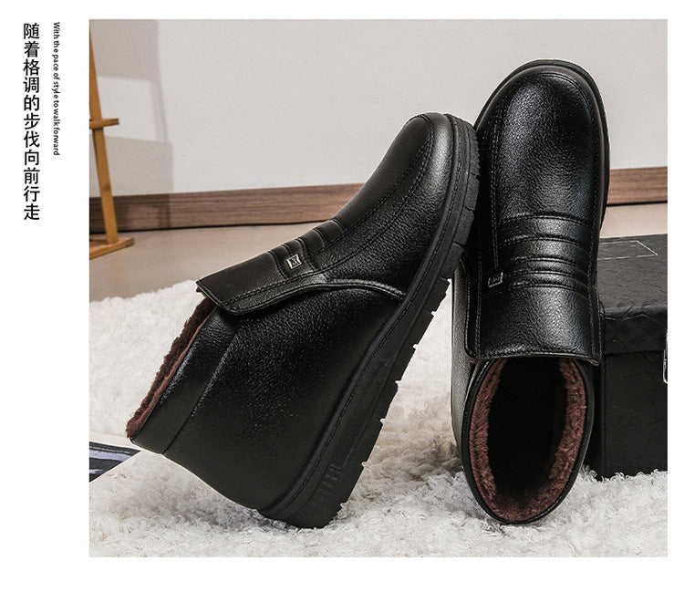 Winter Men's Dad's Cotton Shoes for Middle-Aged and Elderly People, Velvet Warm Casual Cotton Shoes, Non-Slip Footwear, Thickeneded Velvet Cotton Shoes for Men