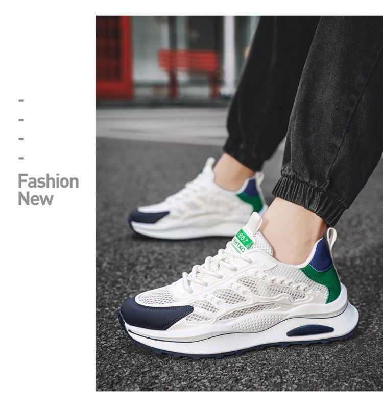 Mesh Men's Shoes Summer 2024 New Soft-Soled Breathable Shoes Versatile White Shoes Men's Casual Sports Shoes Trend
