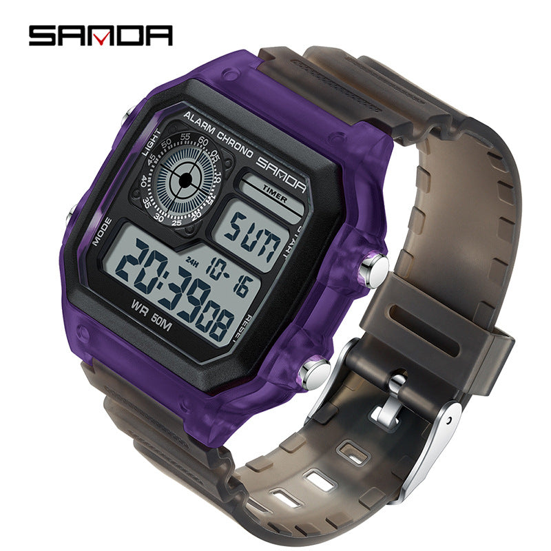 🔥🔥🔥🔥 Luminous Waterproof Alarm Watch Simple Transparent Sports Watch