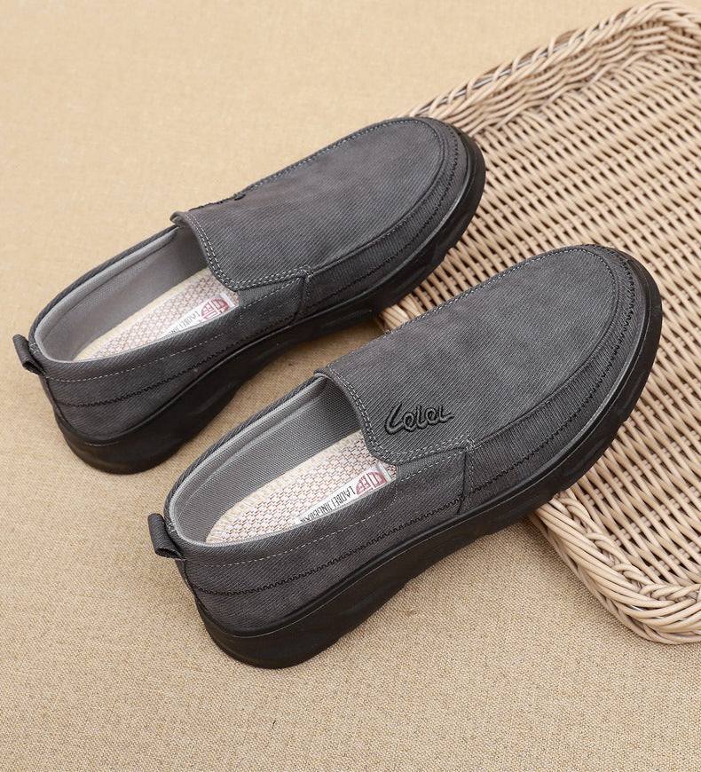 Old Beijing Cloth Shoes for Men, Soft-Soled, Comfortable Dad Shoes, Middle-Aged and Elderly Non-Slip Breathable Casual Walking Shoes for Men