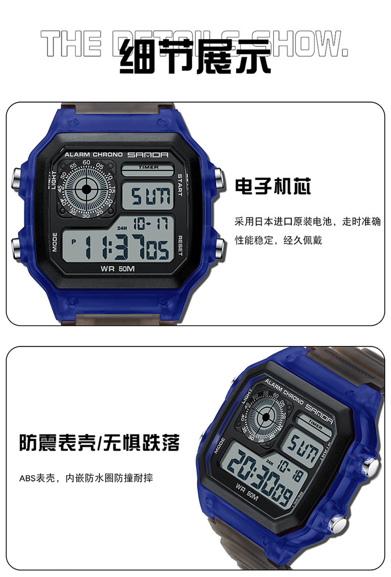 🔥🔥🔥🔥 Luminous Waterproof Alarm Watch Simple Transparent Sports Watch