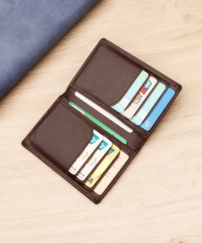 Men's Genuine Leather Card Holder Customized Litchi Pattern Top Layer Cowhide Credit Card Holder Anti-Magnetic RFID Customized 8106