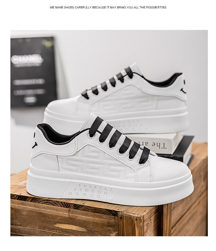 Men's Shoes New White Shoes Men's All-match Breathable Thick-soled Heightened Casual Sports Running Board Shoes Waterproof for Male Students