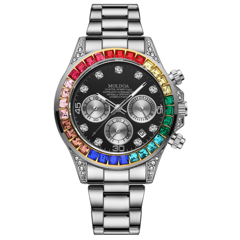 New Product Rainbow Di Same Style Watch Men's Three-Eye Six-Pin Multi-Functional Business Quartz Watch