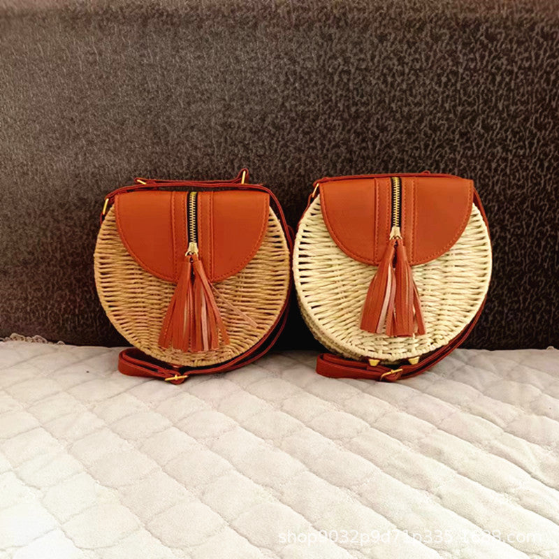 2022 New Product Cross-border Trendyy Hand-woven Women's Bag Fashionable Straw Bag Shoulder Handbag Travel Beach Bag